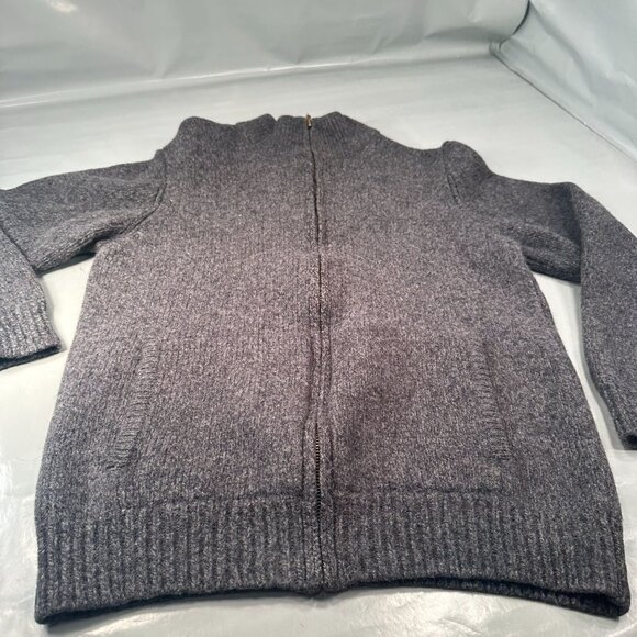 LL Bean Wool Zip Up Cardigan Sweater Men Pockets Long Sleeve Gray - Picture 2 of 16
